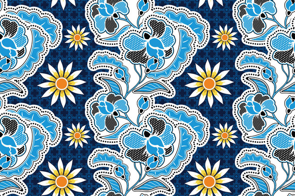 Nahtlose Muster Floral Vector Illustration, traditionelles Batik-Motiv - Vektor, Bild