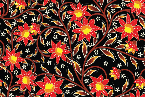 Zökkenőmentes minta virágvektorral Illusztráció, indonéz Hagyományos batik motívum - Vektor, kép