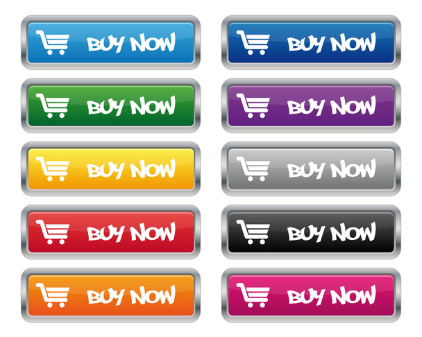 Buy now metallic rectangular buttons - Διάνυσμα, εικόνα