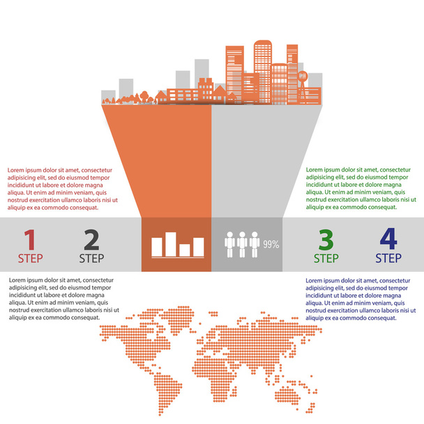 Infographics industriële gebouwen en woonwijken, instellen van infographics en Infographic - Foto, afbeelding