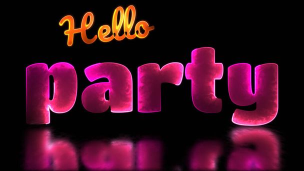 Neon light effect looping party text black backgroun - Photo, Image