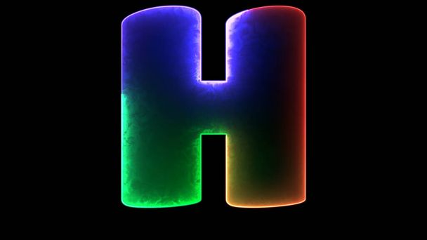 lowing looping letter H alfabeto effetto neon, backgroun nero - Foto, immagini