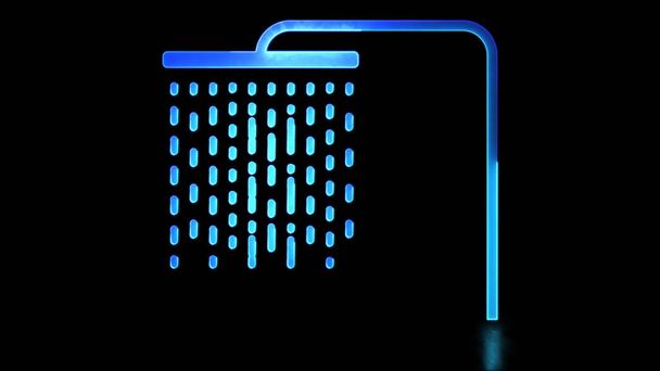 Parlak döngü ikonu su kaydetme sembolü neon etkisi, siyah arka grup - Fotoğraf, Görsel
