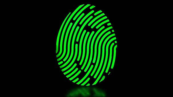 Usuario Glowing looping fingerprint neón efecto, fondo negro - Foto, Imagen