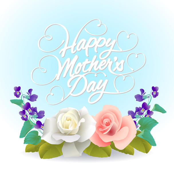 Ευτυχισμένη ημέρα της μητέρας με τριαντάφυλλα - Διάνυσμα, εικόνα