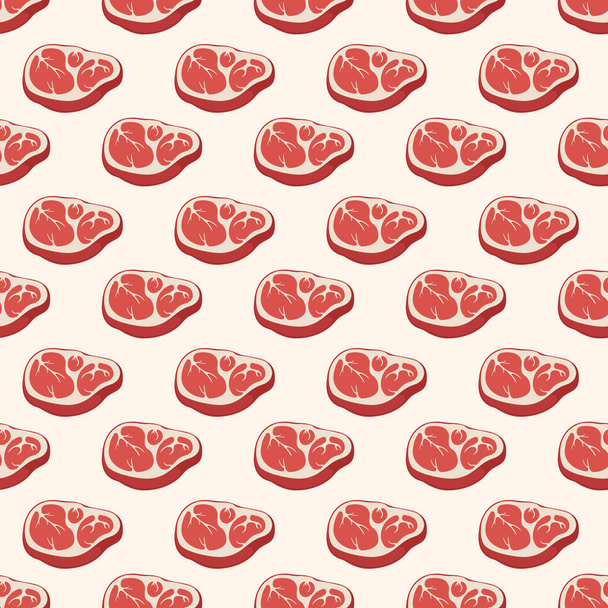 Seamless pattern with meat steak. Background with raw meat. Vector illustration - Vector, Image