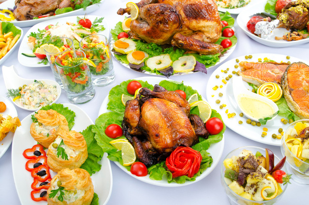 Table served with tasty meals - Zdjęcie, obraz