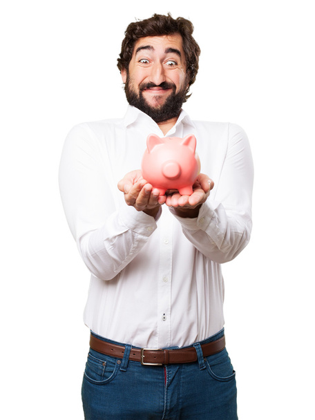 man with a piggy bank - Фото, зображення