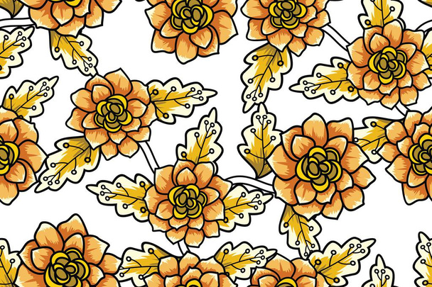 Nahtloses Muster mit floraler Vektor-Illustration, Fantasie-Batik-Motiv - Vektor, Bild