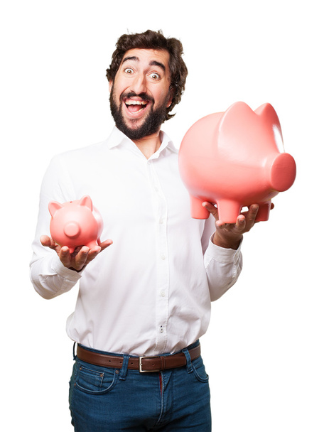 man with a piggy bank - Photo, image