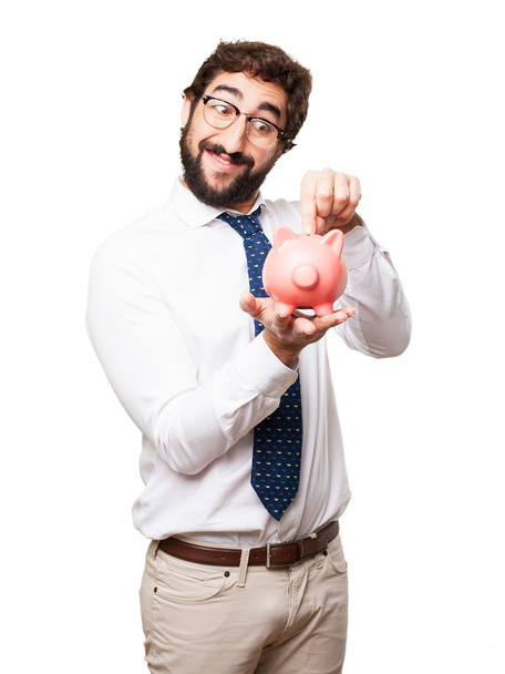 businessman with piggy bank - Photo, Image