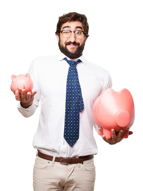 businessman with piggy bank - Foto, Imagem