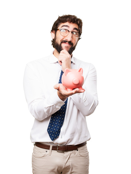 businessman with piggy bank - Foto, afbeelding