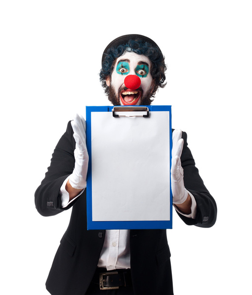 clown with a banner - Zdjęcie, obraz