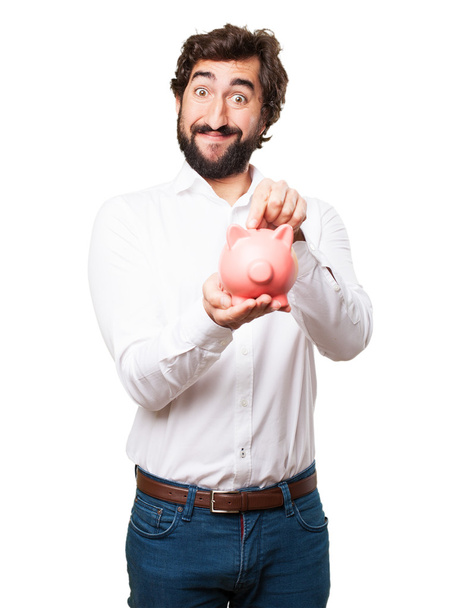 man with a piggy bank - Foto, Imagen