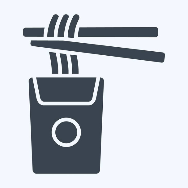 Icono de fideos. relacionado con el símbolo de Japón. estilo glifo. ilustración de diseño simple. - Vector, imagen