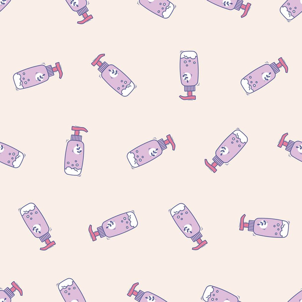 Doodle cleanser seamless pattern. Suitable for backgrounds, wallpapers, fabrics, textiles, wrapping papers, printed materials, and many more. - Vector, Image