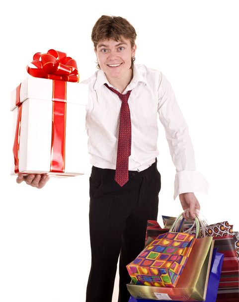 Businessman with gift box shopping. - Φωτογραφία, εικόνα