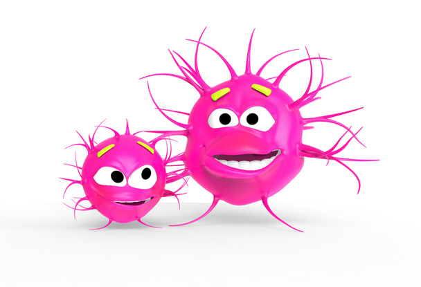 3D-s kép két baktérium mosolyogva - Fotó, kép