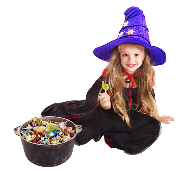 Witch child with candy. - Foto, Imagem