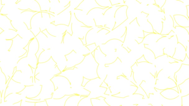 Animált lineáris virágos háttér. Az ágon a sárga leveleket fokozatosan húzzák. Kertészkedés, ökológia, természet. Vektor illusztráció elszigetelt fehér háttér. - Felvétel, videó