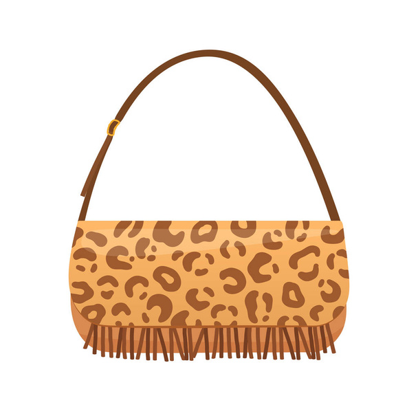 Bolso de mano de mujer de moda vectorial con estampado de leopardo. - Vector, imagen