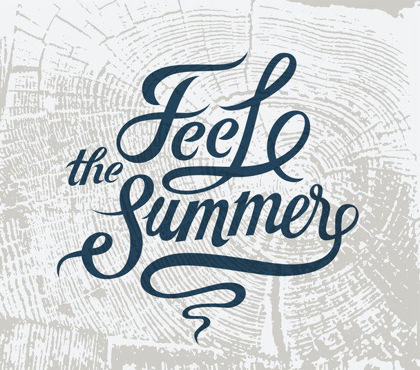 Feel the summer. Calligraphic retro grunge poster. Vector illustration. - Vektor, kép