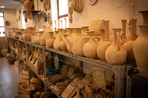 Variety of pottery products in the pottery shop in Manama Bahrain - Photo, Image