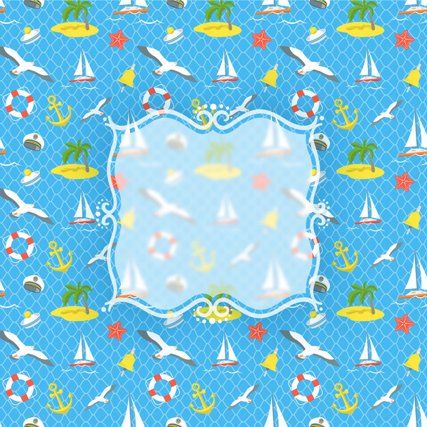 фон з морськими піктограмами з розмитим ярликом
 - Вектор, зображення