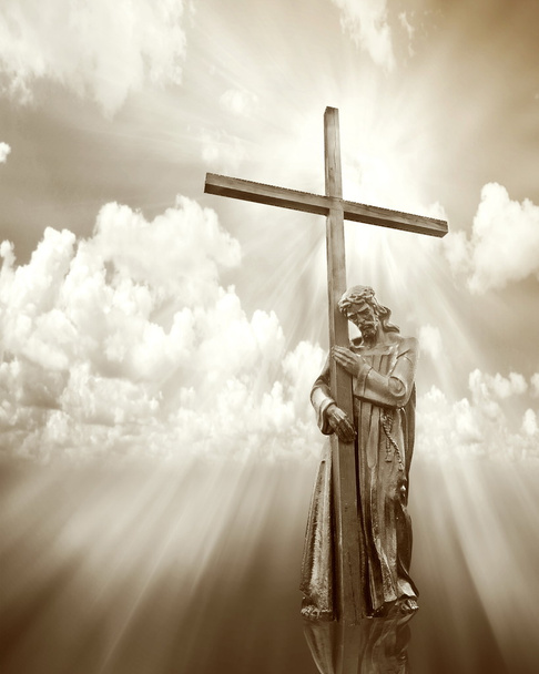 Jezus houdt een kruis - Foto, afbeelding