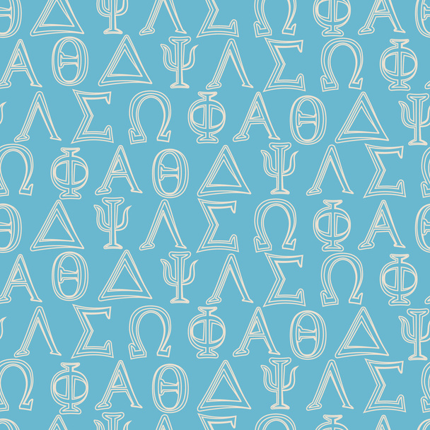 Seamless background with letters of the Greek alphabet - Vector, Image