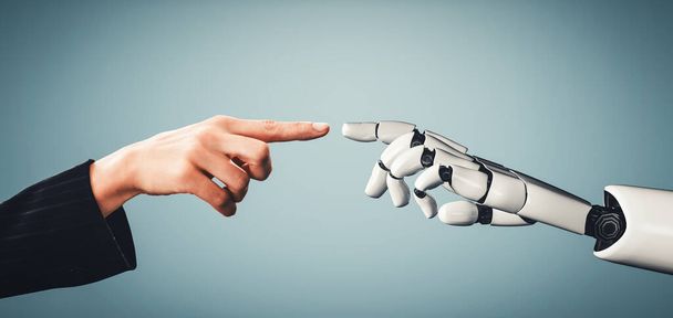 XAI 3D renderowania sztucznej inteligencji AI badań robota droid i rozwoju cyborg dla przyszłości ludzi żyjących. Cyfrowe eksplorowanie danych i projektowanie technologii uczenia maszynowego dla mózgu komputera. - Zdjęcie, obraz