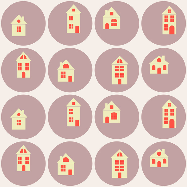 Seamless background with houses - Vector, Image