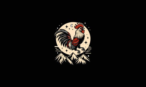курятина на Місяці векторний дизайн логотипу - Вектор, зображення