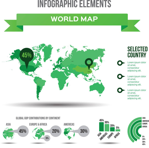 Infographic, data and analytics for information, report or presentation on world map, global chart or country facts. Illustration, brochure and graphic drawing for geography, population or statistics. - Photo, Image