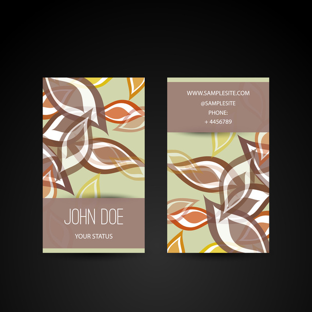 Business Card with Colorful Leaves Pattern - Вектор, зображення