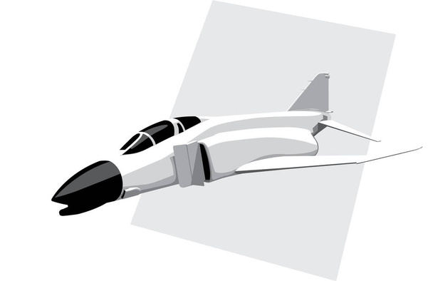マクドネル・ダグラス F-4 ファントムII。 ヴィンテージジェット戦闘機のスタイリッシュな図面. ロゴ,プリント,イラストのベクトル画像. - ベクター画像