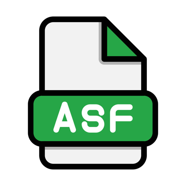 Asf-tiedostokuvakkeet. Flat tiedostopääte. kuvake videon muodossa symboleja. Vektorikuvitus. voidaan käyttää verkkosivujen rajapintoihin, mobiilisovelluksiin ja ohjelmistoihin - Vektori, kuva
