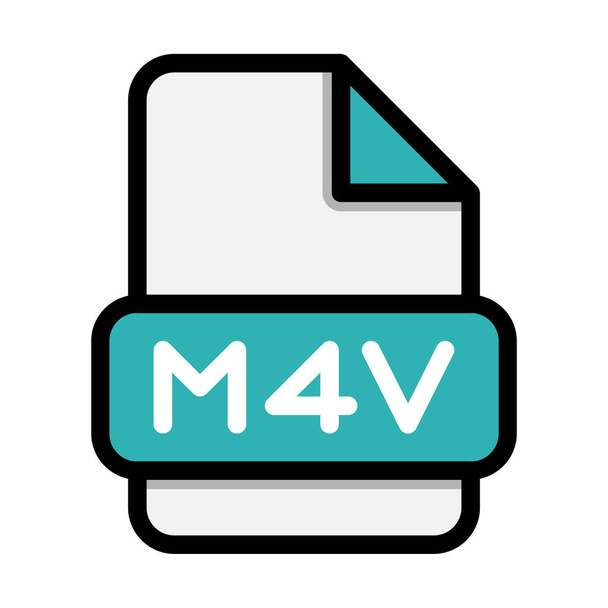 Піктограми файлів M4v. Плоске розширення файла. символи формату піктограм. Векторні ілюстрації. може бути використаний для веб-інтерфейсів, мобільних додатків та програмного забезпечення - Вектор, зображення