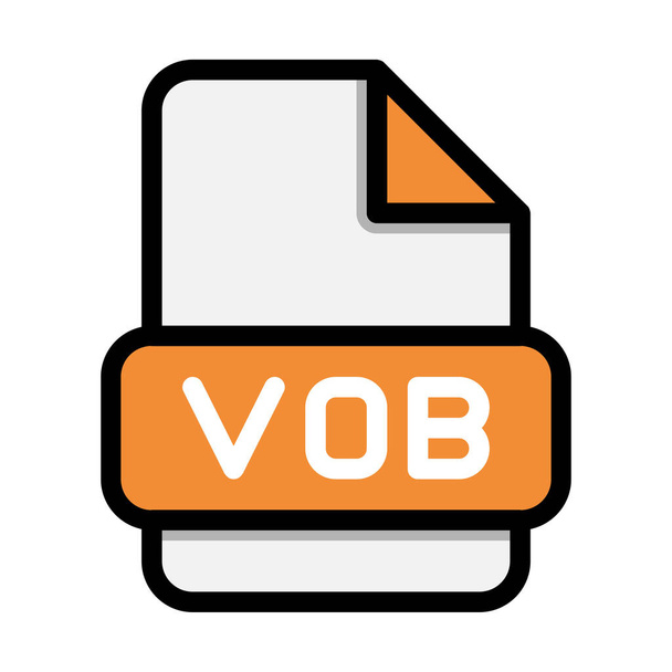 VOBファイルアイコン。 フラットファイルの拡張子. アイコンビデオフォーマットシンボル. ベクトルイラスト。 ウェブサイトのインターフェイス,モバイル アプリケーションおよびソフトウェアに使用することができます - ベクター画像
