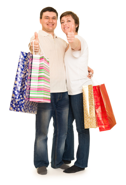 couple man and woman with shopping bag - Photo, Image