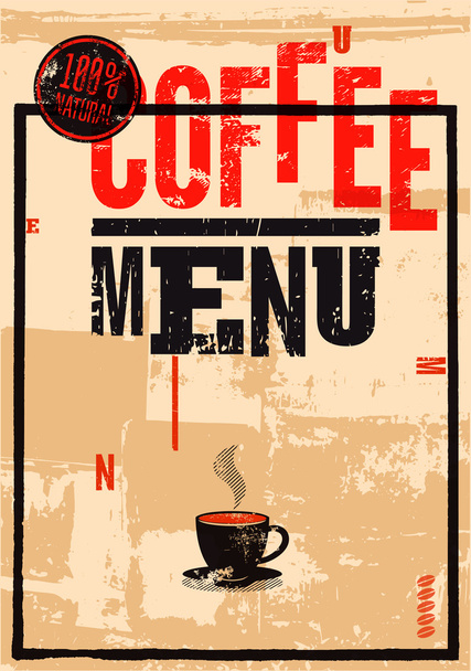 Menu de café. Cartaz retrô tipográfico para restaurante, café ou café. Ilustração vetorial
. - Vetor, Imagem