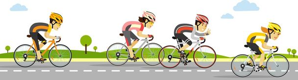 Jóvenes ciclistas de carreras en bicicletas de estilo plano
 - Vector, Imagen