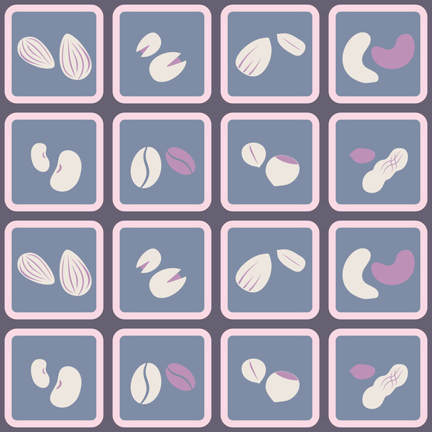 Seamless background with beans and nuts - Vector, Image