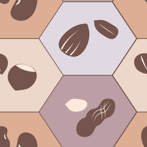 Seamless background with beans and nuts - Vector, Image