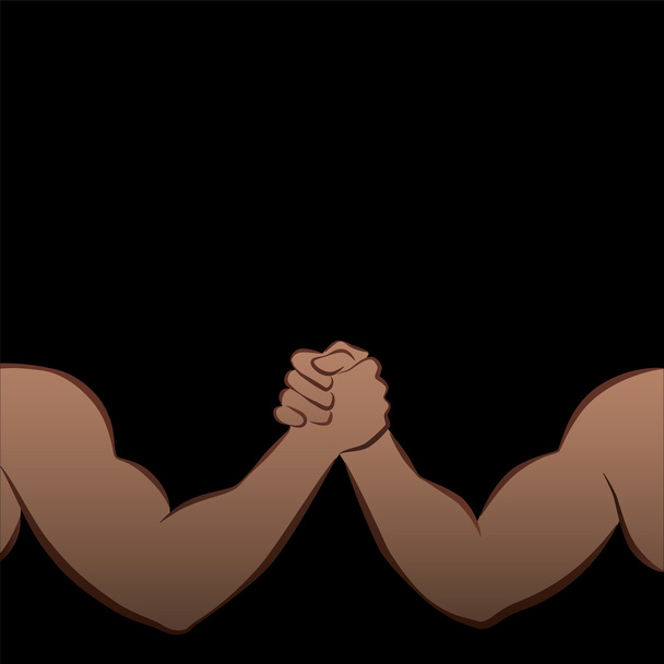 Arm Wrestling Muscle Power Strong Black Men - Vector, Image