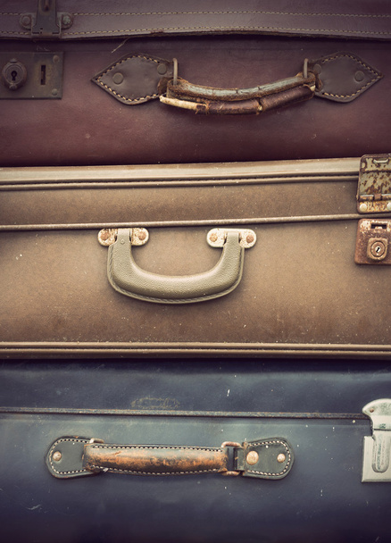 Vintage leather suitcases - Фото, изображение