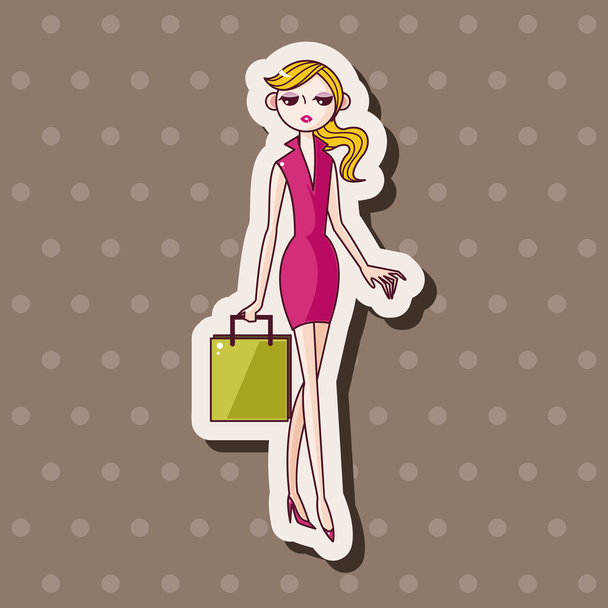 shopping girl theme elements vector,eps - Vetor, Imagem