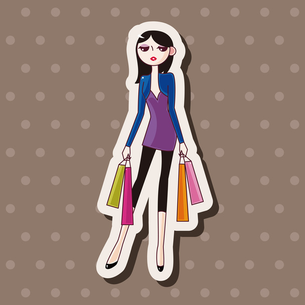 shopping girl theme elements vector,eps - Vector, Image