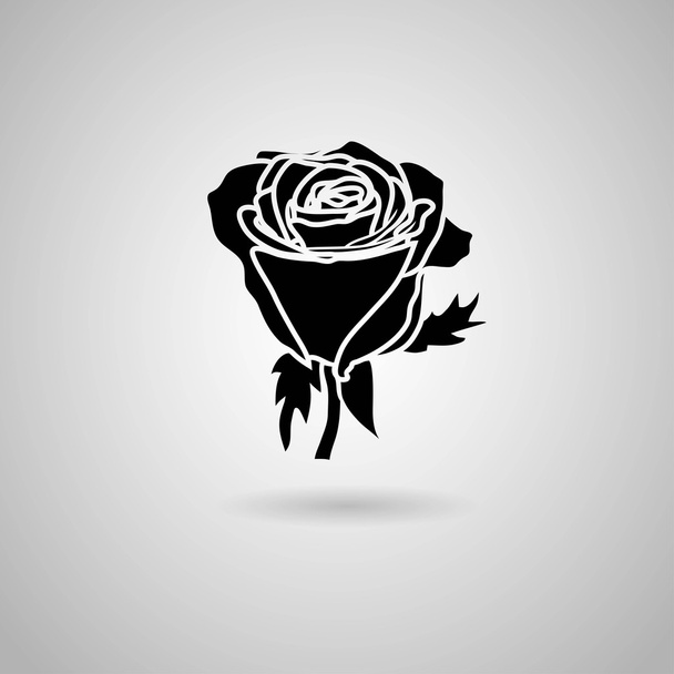 Ikone der schwarzen Rose - Vektor, Bild